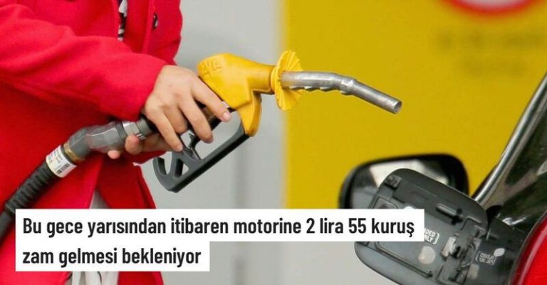 Bu gece yarısından itibaren motorine 2 lira 55 kuruş zam gelmesi bekleniyor