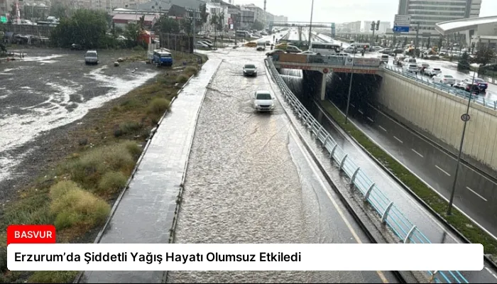 Erzurum’da Şiddetli Yağış Hayatı Olumsuz Etkiledi