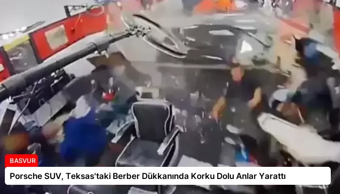 Porsche SUV, Teksas’taki Berber Dükkanında Korku Dolu Anlar Yarattı