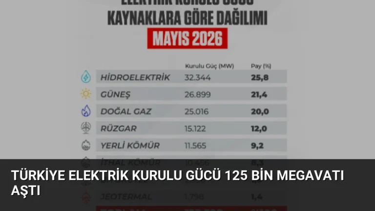 Türkiye Elektrik Kurulu Gücü 125 Bin Megavatı Aştı