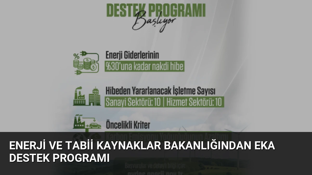Enerji ve Tabii Kaynaklar Bakanlığından EKA Destek Programı