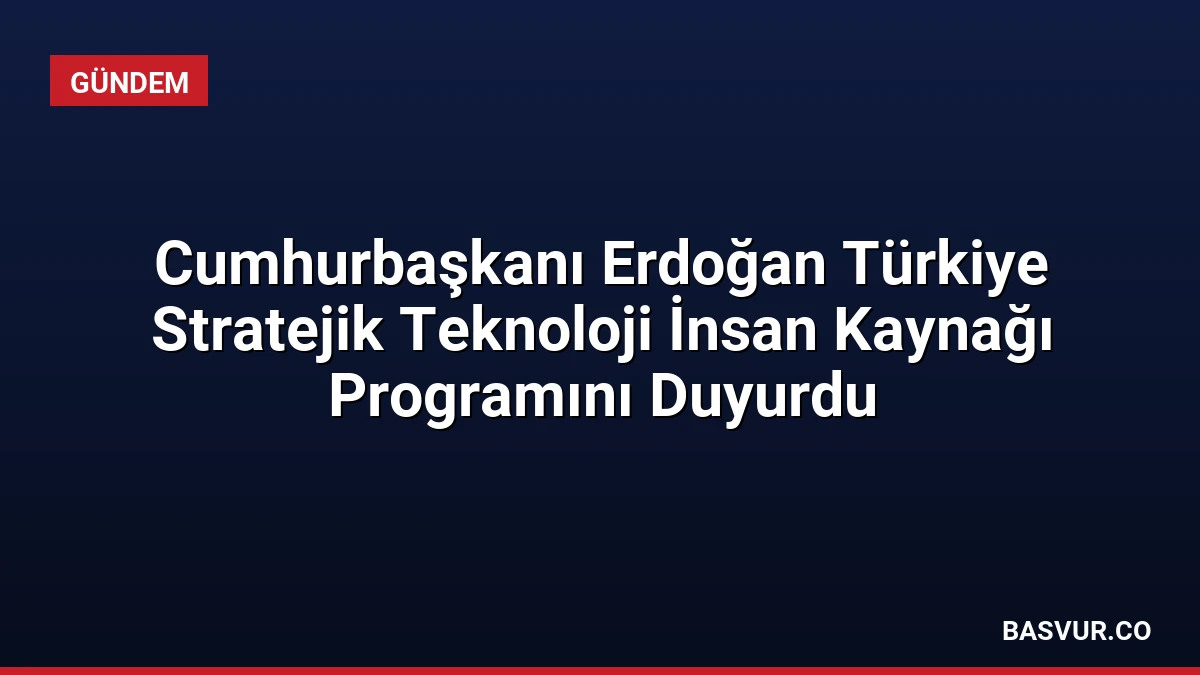 Cumhurbaşkanı Erdoğan Türkiye Stratejik Teknoloji İnsan Kaynağı Programını Duyurdu
