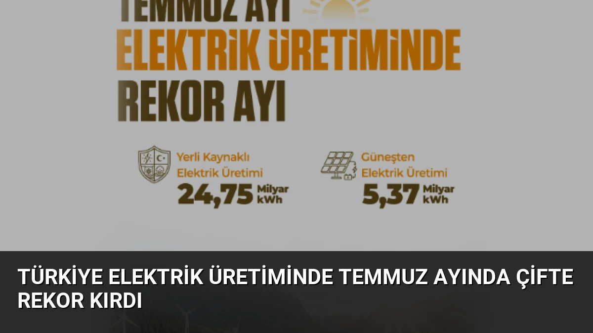 Türkiye Elektrik Üretiminde Temmuz Ayında Çifte Rekor Kırdı
