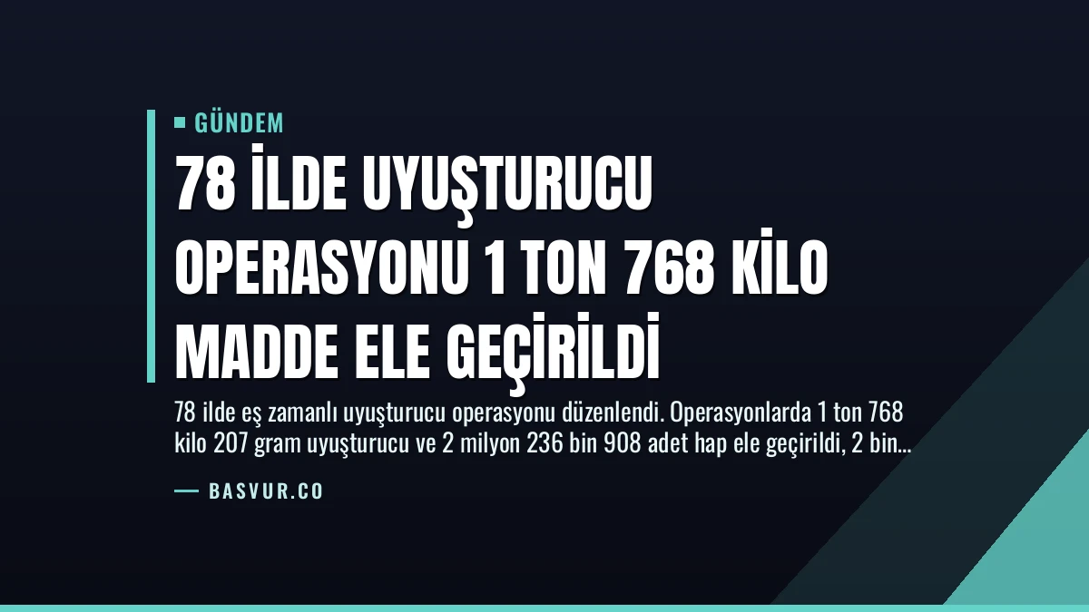 78 İlde Uyuşturucu Operasyonu 1 Ton 768 Kilo Madde Ele Geçirildi