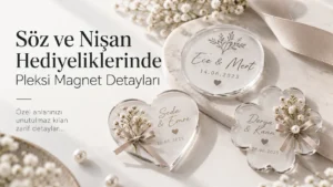 Söz ve Nişan Hediyeliklerinde Pleksi Magnet Detayları