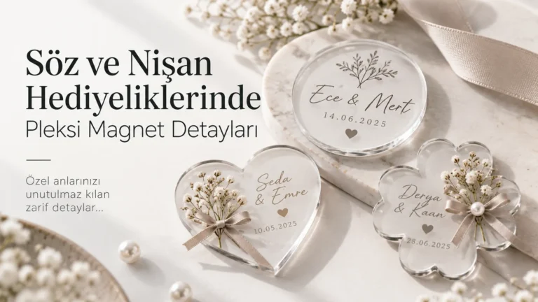 Söz ve Nişan Hediyeliklerinde Pleksi Magnet Detayları
