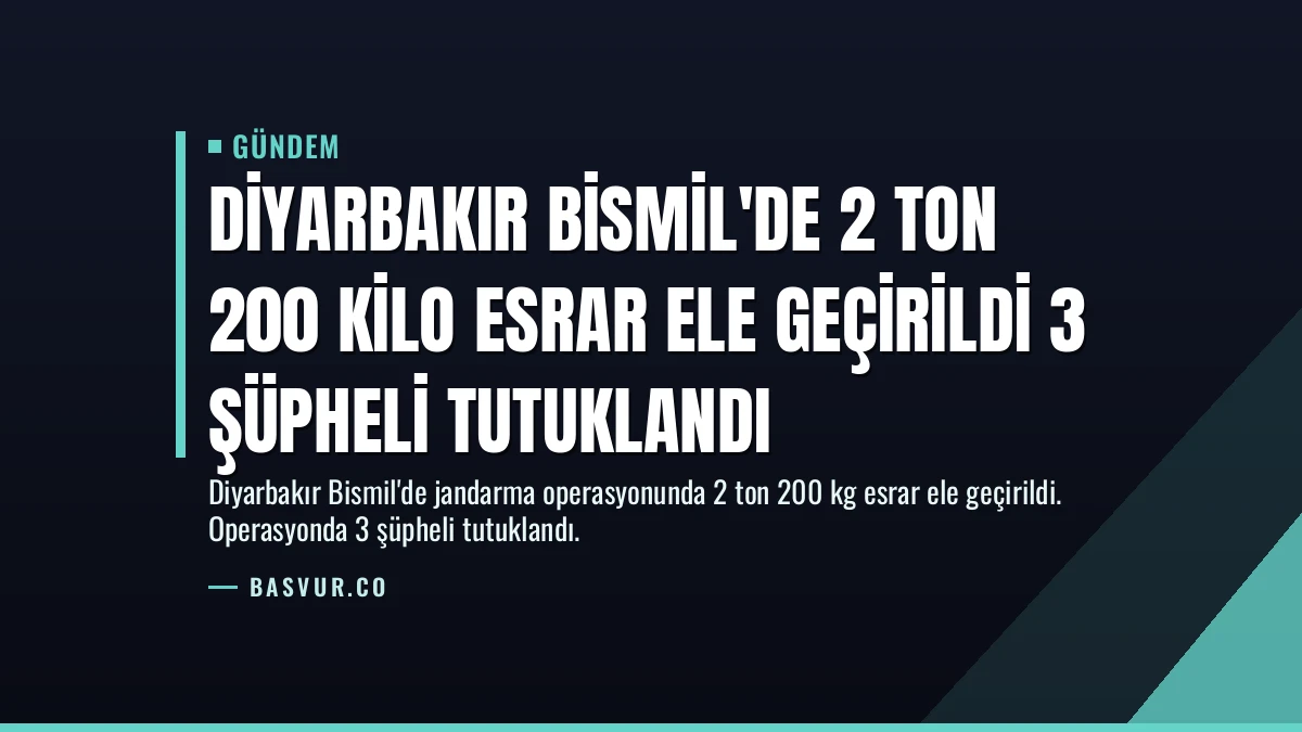 Diyarbakır Bismil’de 2 Ton 200 Kilo Esrar Ele Geçirildi 3 Şüpheli Tutuklandı