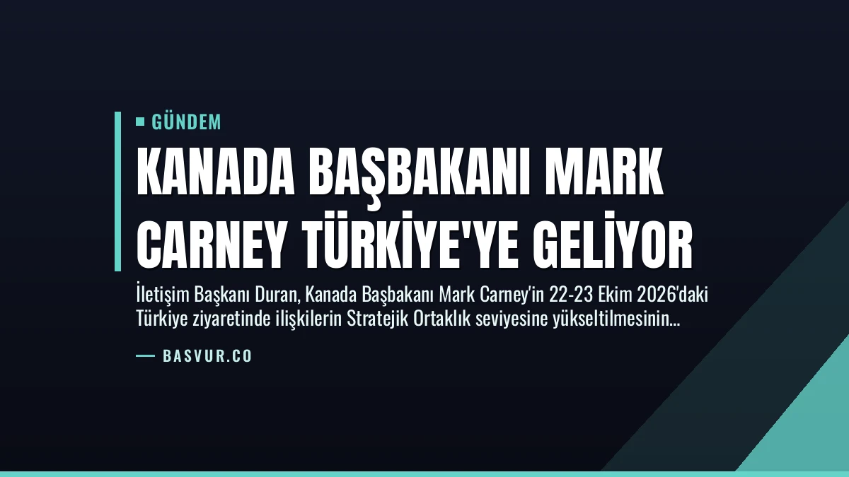 Kanada Başbakanı Mark Carney Türkiye’ye Geliyor