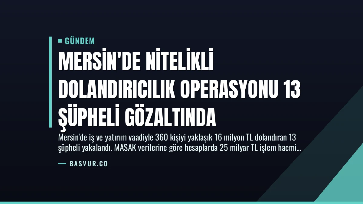 Mersin’de Nitelikli Dolandırıcılık Operasyonu 13 Şüpheli Gözaltında